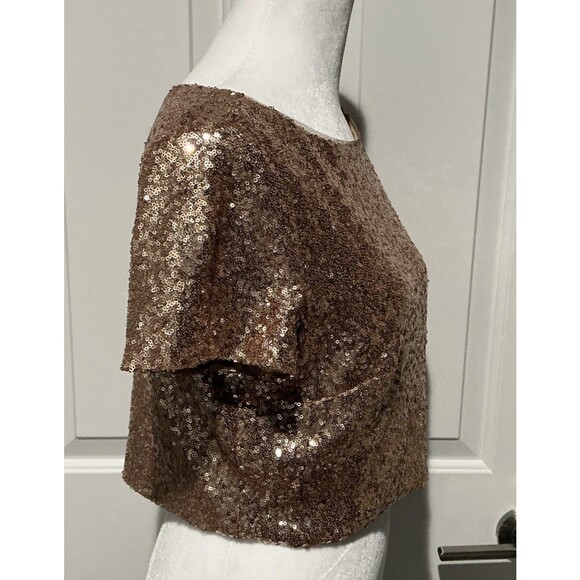 NEW Revelry Bandie Sequin Top Rose Gold Short Sleeve Cocktail Party Size Medium - Picture 3 of 8
